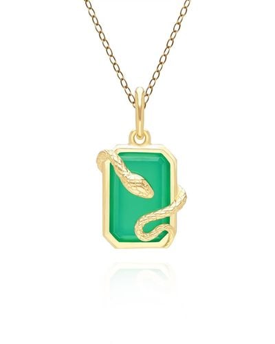 Gemondo Green Chalcedony Snake Wrap Pendant In Gold Plated Sterling Silver