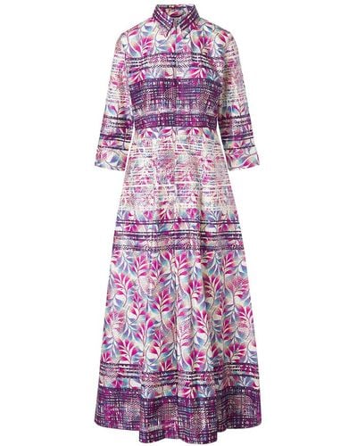 Winifred Mills Louisa A Line Print Shirt Dress - Purple