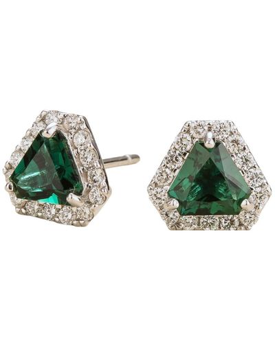 Juvetti Diana White Gold Earrings Emerald & Diamond - Green