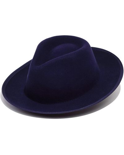 Justine Hats Dark Felt Fedora Hat - Blue