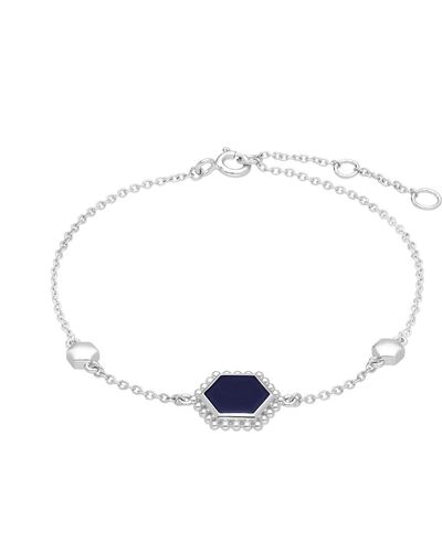 Gemondo Lapis Lazuli Flat Slice Hex Bracelet In Sterling Silver - Blue