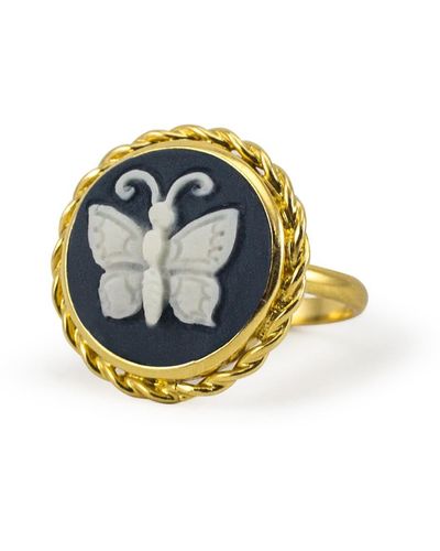 Vintouch Italy Butterfly Cameo Ring - Metallic