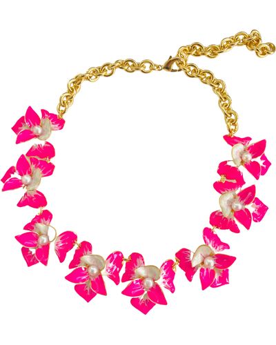 The Pink Reef Orchid Necklace In Neon Pink