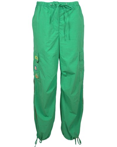 Lalipop Design Relaxed Fit Parachute Cargo Pants - Green