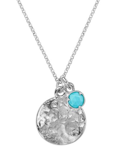 Dower & Hall Hammered Disc & Turquoise Array Pendant In - Blue