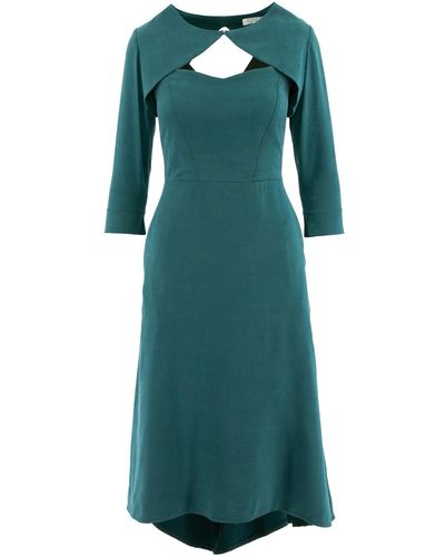 DALB Spread-your-wings Sleeveless Midi Dress With Cropped Top In Dark-sea - Green