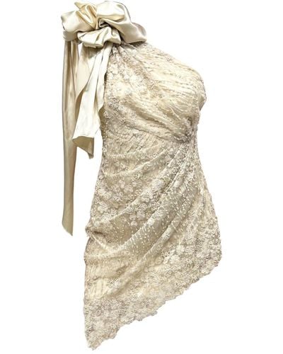 Angelika Jozefczyk Neutrals / Lolla Embellished Mini Dress - Natural