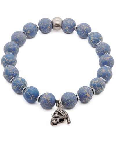 Ebru Jewelry Silver Skull Blue Bracelet