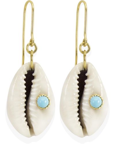 Vintouch Italy Turquoise & Cowrie Shell Earrings - White