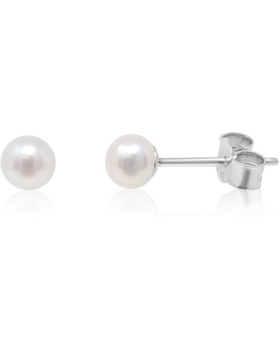 Kiri & Belle Mini Mae Sterling Button Pearl Earrings - White