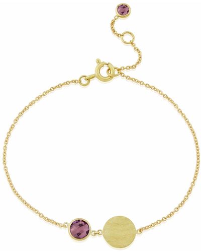 Auree Bali 9ct Gold February Birthstone Bracelet Amethyst - Metallic