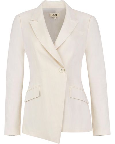 JAAF Neutrals Tailored Asymmetric Blazer In Sandy - White