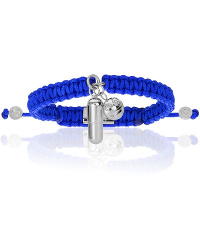 Double Bone Bracelets Silver Pill Emoji With Polyester Bracelet - Blue