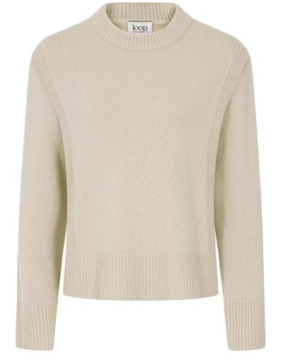 Loop Cashmere Cropped Cashmere Sweatshirt In Natural - Blue