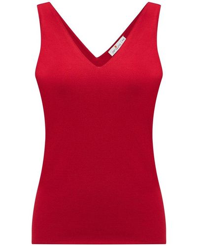 Peraluna Ruby Top V-neck Fine Knit Tank Top In - Red