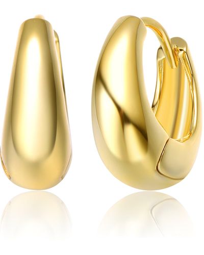 Genevive Jewelry Pompidou Chunky Teardrop Hoop Earrings - Metallic