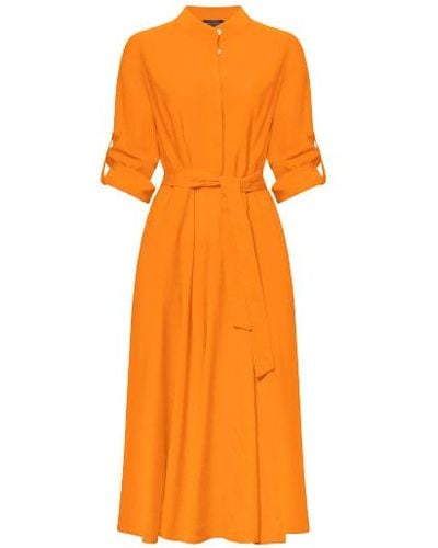 James Lakeland Roll Sleeve Midi Dress Orange