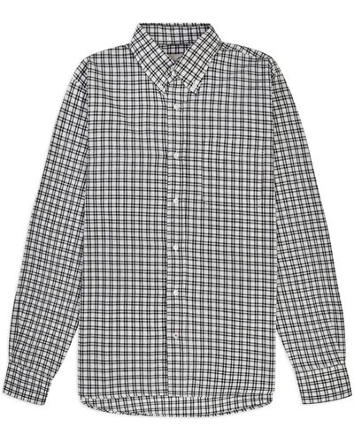 Burrows and Hare Check Button Down Shirt - Grey