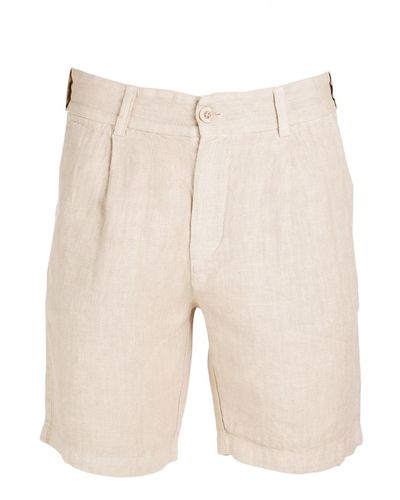 Haris Cotton Neutrals Linen Bermuda Shorts-beach Sand - Natural