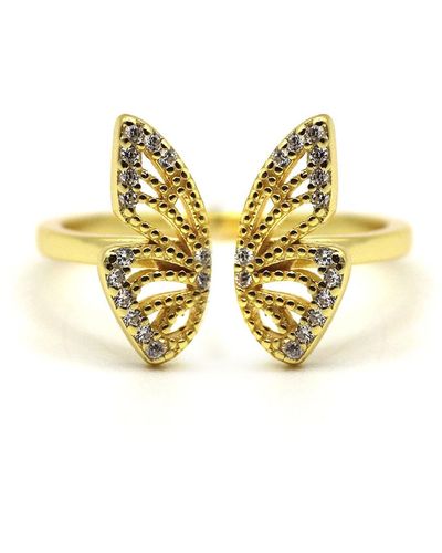 VicStoneNYC Fine Jewelry Butterfly Diamond Yellow Ring - Metallic