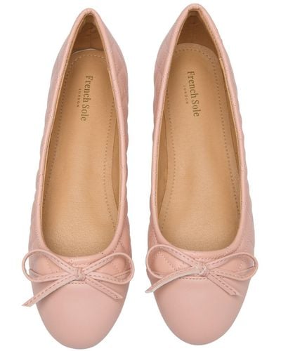 French Sole London Quilt Pink Leather - Natural