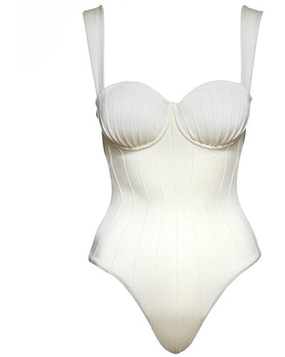 Noire Swimwear Pearl Coquillage Balconette One Piece - White
