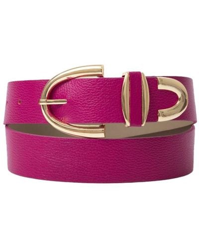 BeltBe Arch Buckle Leather Belt - Purple