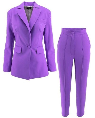 BLUZAT Pastel Purple Slim Fit Suit