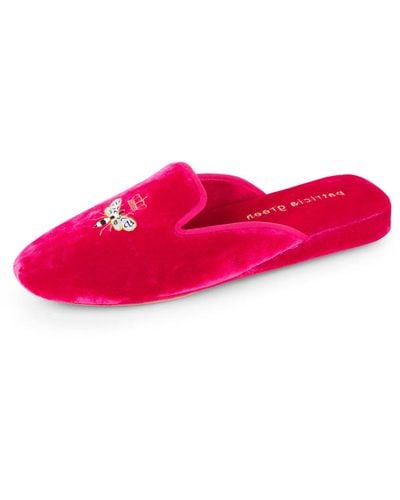 Patricia Green Queen Bee Embroidered Slipper Hot Pink