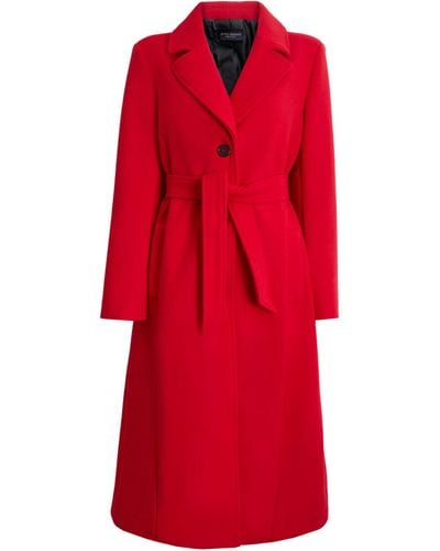 James Lakeland Three Buttons Belted Coat In - Red