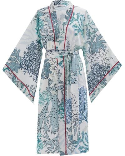 Peraluna Nila Matt Satin Kimono - Blue