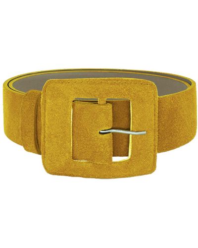 BeltBe Suede Square Buckle Belt - Yellow