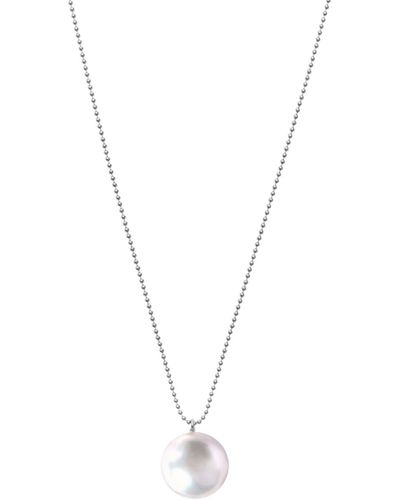 Ora Pearls Orbis White Pearl Pendant Necklace - Metallic