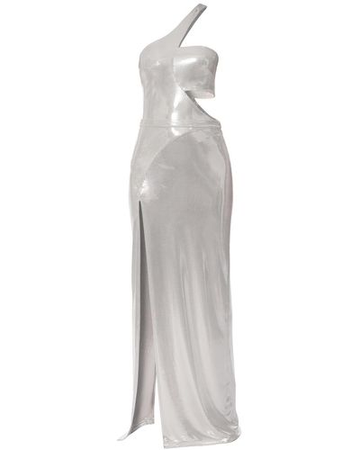 AGGI Sheyla Sliver Glow Asymmetric Maxi Dress - Gray