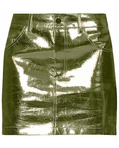 Amy Lynn Milena Khaki Metallic Mini Skirt - Green