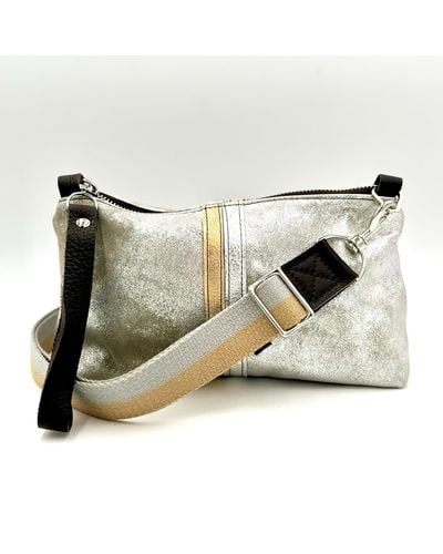 Lynn Tallerico Nancy Crossbody In Distressed With Stripes - Natural