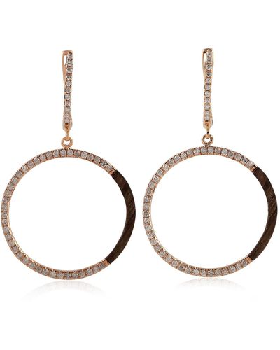 Artisan Natural Diamond Dangle Earrings 14k Rose Gold