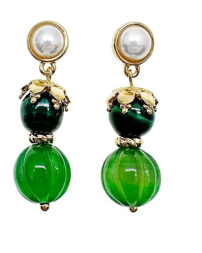 Farra Gemstone Adorable Dangle Earrings - Green
