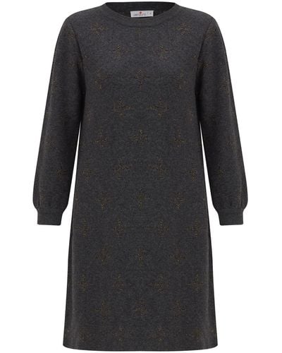 Peraluna Lucia Subtle Lurex Jacquard Pattern Knit Dress - Black