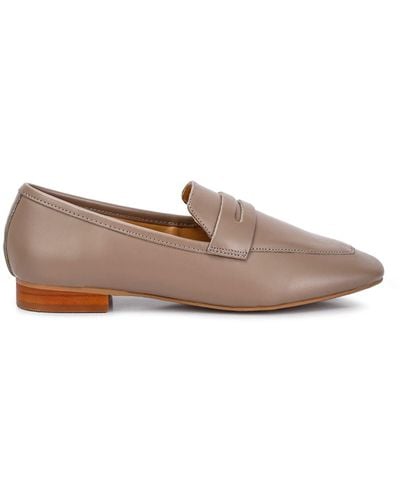 Rag & Co Neutrals Liliana Taupe Classic Leather Penny Loafer - Grey