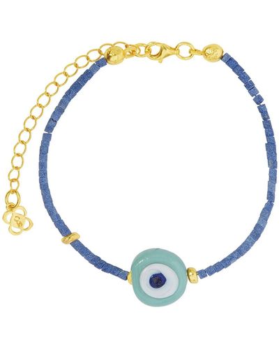 Ottoman Hands Solana Evil Eye Beaded Bracelet - Blue