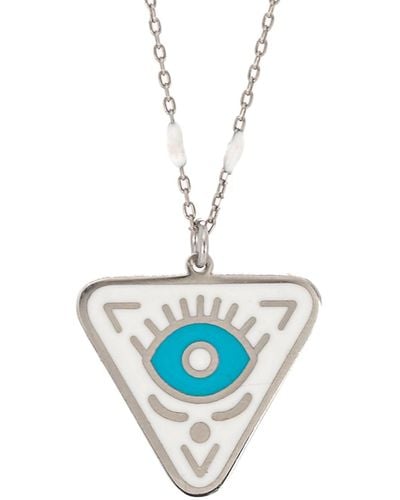 Ebru Jewelry Calming Evil Eye Sterling Silver Necklace - Blue