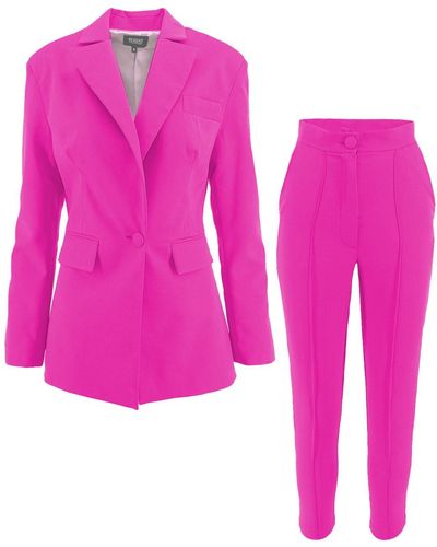 BLUZAT Bright Pink Slim Fit Suit