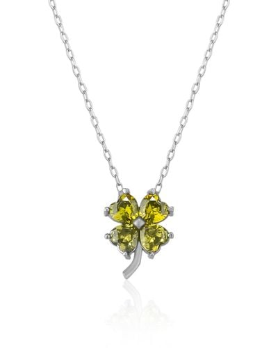 Spero London Four Leaf Clover Sterling Necklace - Metallic