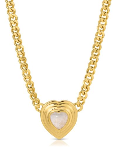 Glamrocks Jewelry Heart Of Stone Curb Link Necklace - Metallic