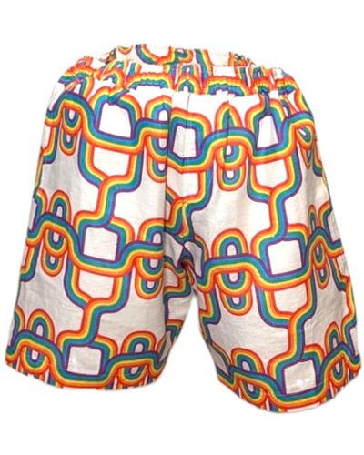 Julia Clancey Lydy Rainbow Linen Shorts - White