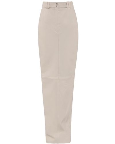 Vestiaire d'un Oiseau Libre Neutrals / Leather Maxi Skirt - White