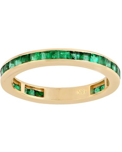 Artisan 18k Yellow Gold Natural Emerald Band Ring Handmade Jewelry - Multicolor