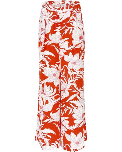 Lavaand The Fleur Wide Leg Trousers In Red Floral