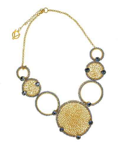 Lavish by Tricia Milaneze Sapphire & Gold Prisma Maxi Handmade Crochet Necklace - Metallic